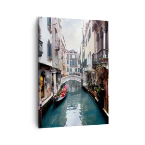 Canvastavla - Bild på duk - Venedig-landskap med gondol och bro - 50x70 cm