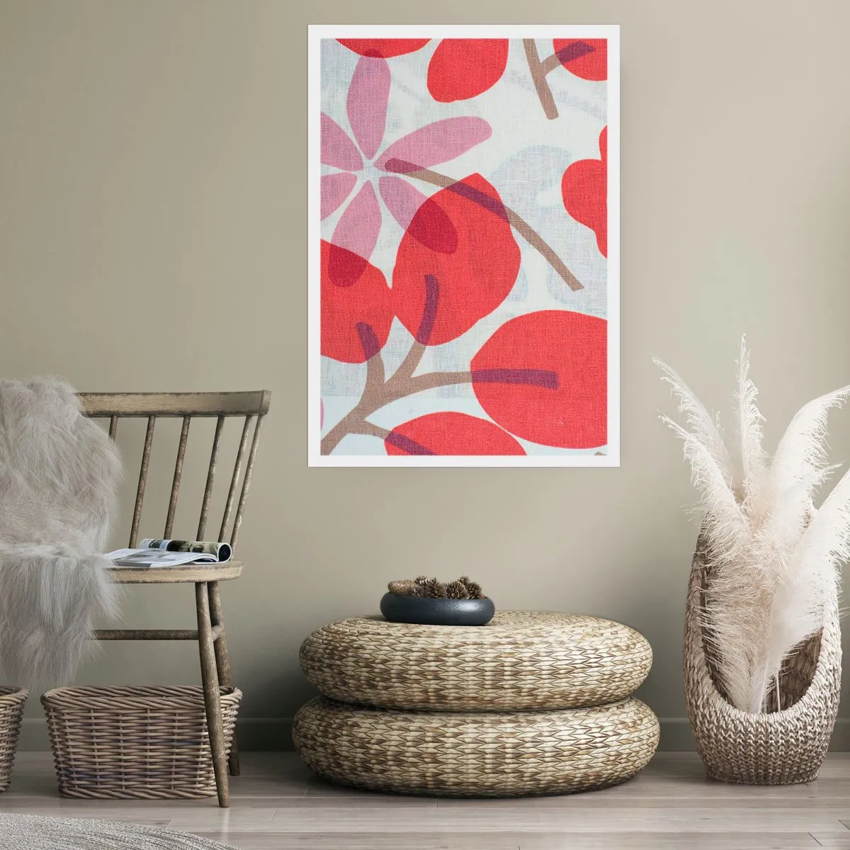 Affisch - Blomsterkomposition i rosa - 30x40 cm