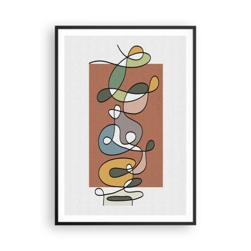Affisch i svart ram - Abstraktion: en färgglad dans - 70x100 cm