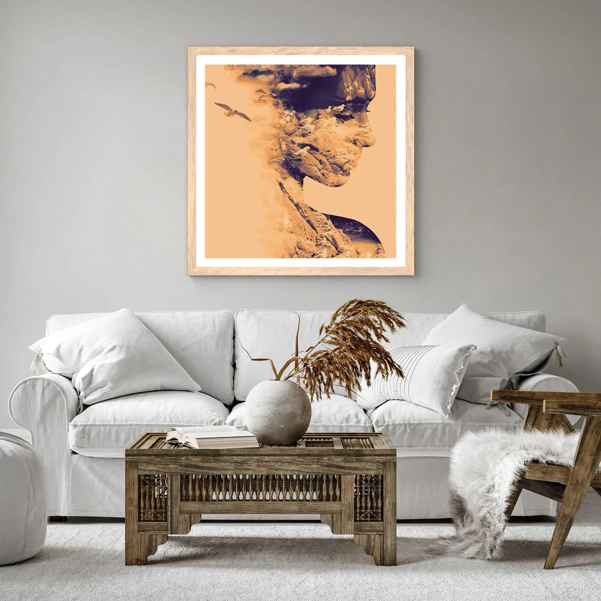 Affisch i ram av ljusek - Skön av naturen - 60x60 cm