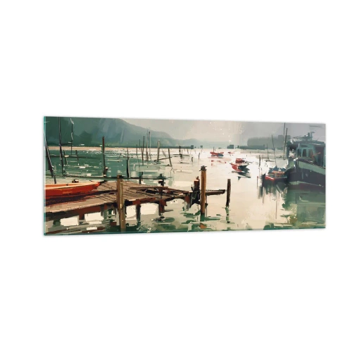 Glastavla - Bild på glas - Täckt med smält måne - 140x50 cm