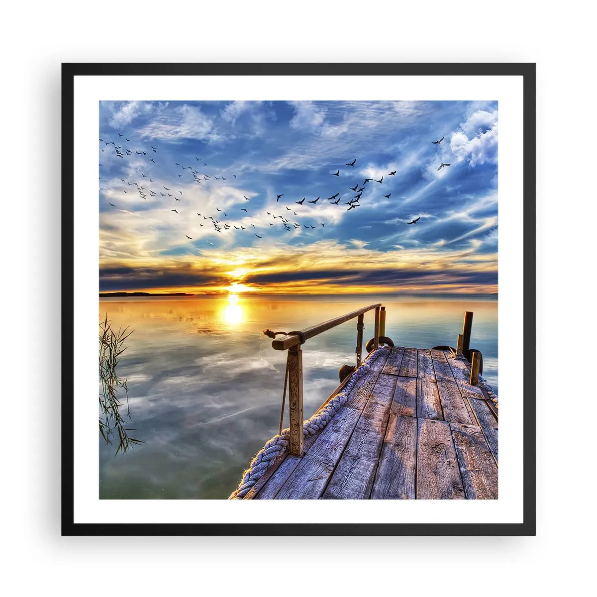 Affisch i svart ram - Vinden lägger sig - 60x60 cm