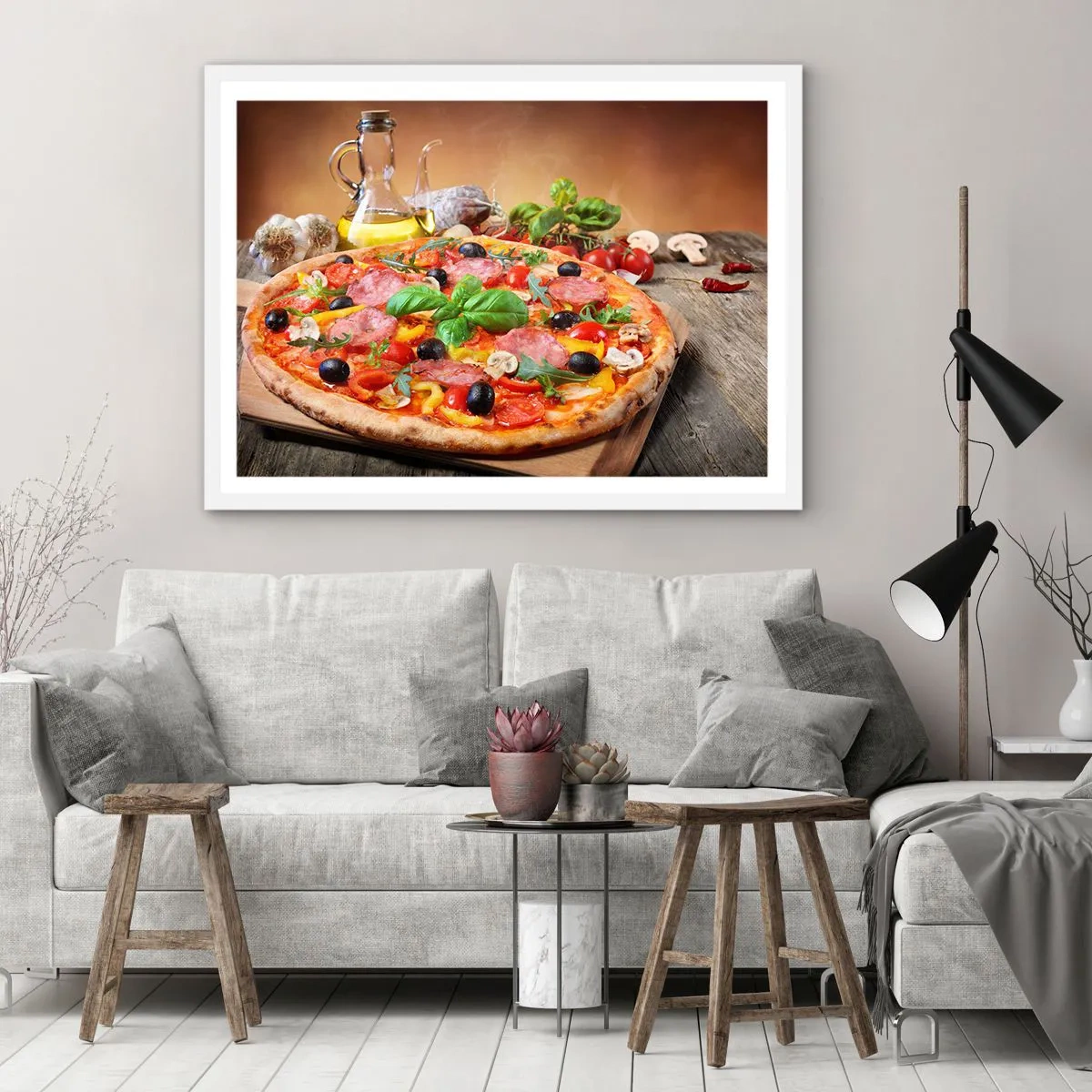 Affisch i vit ram - Med riktig italiensk smak - 100x70 cm