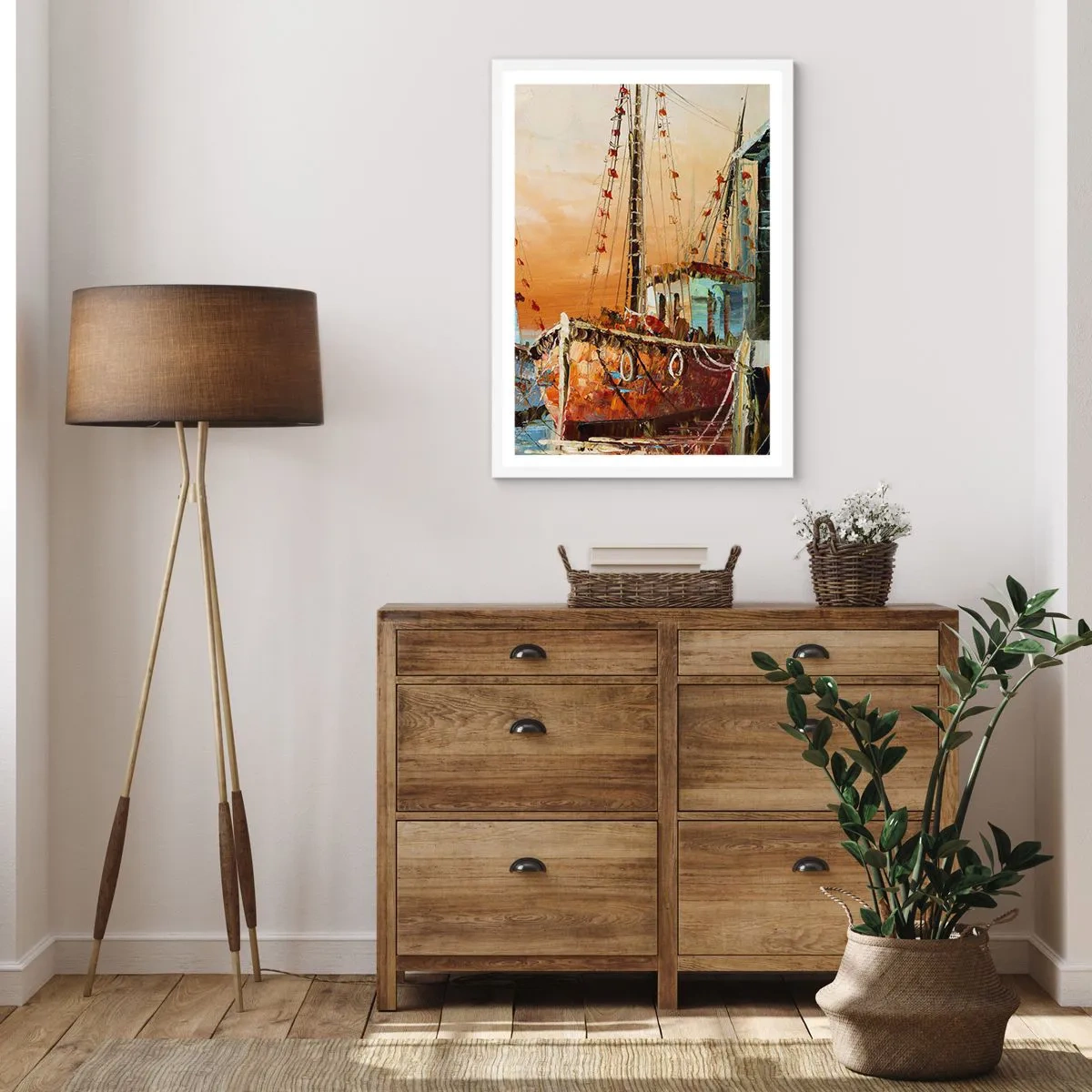 Affisch i vit ram - Lugn hemresa - 70x100 cm