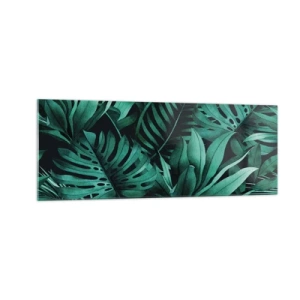 Glastavla - Bild på glas - Tropiska grönskans djup - 140x50 cm