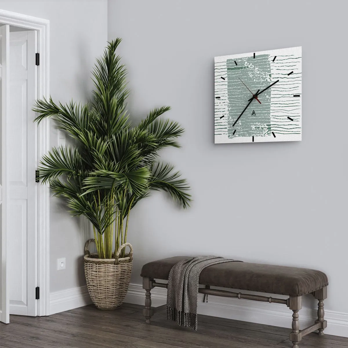 Väggklocka - Klocka på glas - Marin abstraktion - 30x30 cm