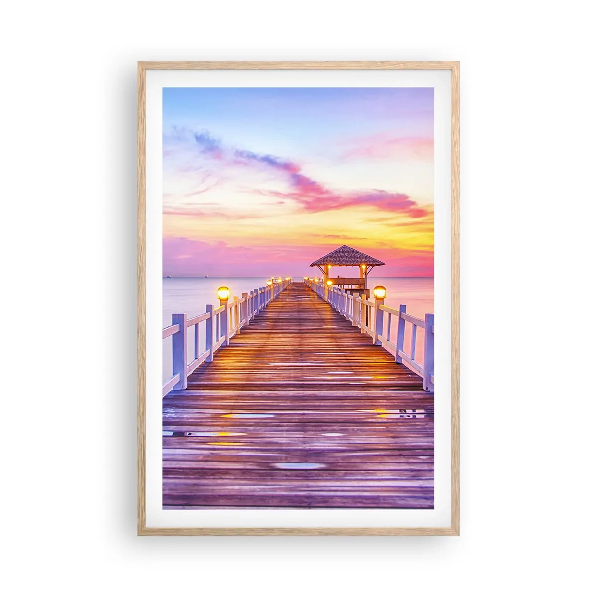 Affisch i ram av ljusek - Kvällens lila-guld tystnad - 61x91 cm