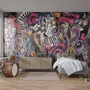 Fototapet Standard Eco - Komplicerad melodi - musik, Väggmålning, Graffiti - 150x105 cm