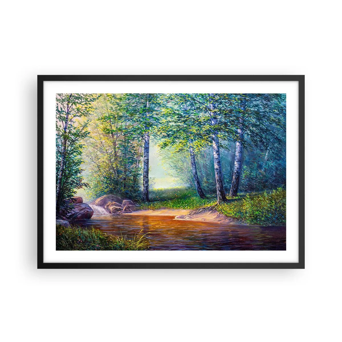 Affisch i svart ram - Idyllisk vy - 70x50 cm