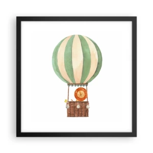 Affisch i svart ram - Leons resor - 40x40 cm