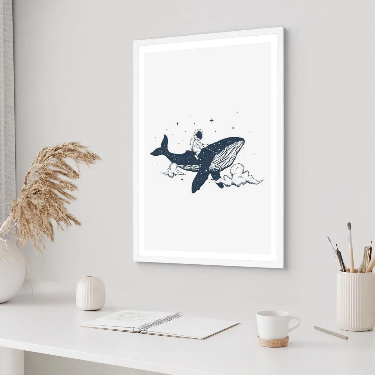 Affisch i vit ram - Rymdäventyr - 70x100 cm