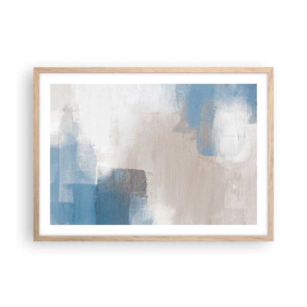 Affisch i ram av ljusek - Rosa abstraktion bakom en blå slöja - 70x50 cm