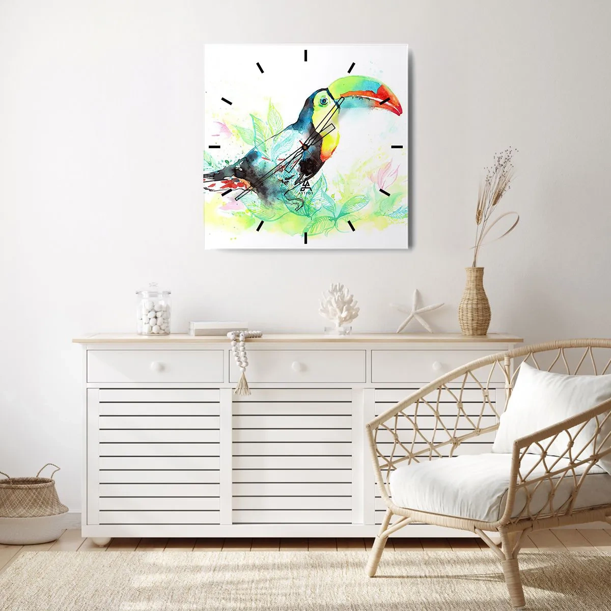 Väggklocka - Klocka på glas - Färgglad som Sydamerika - 30x30 cm