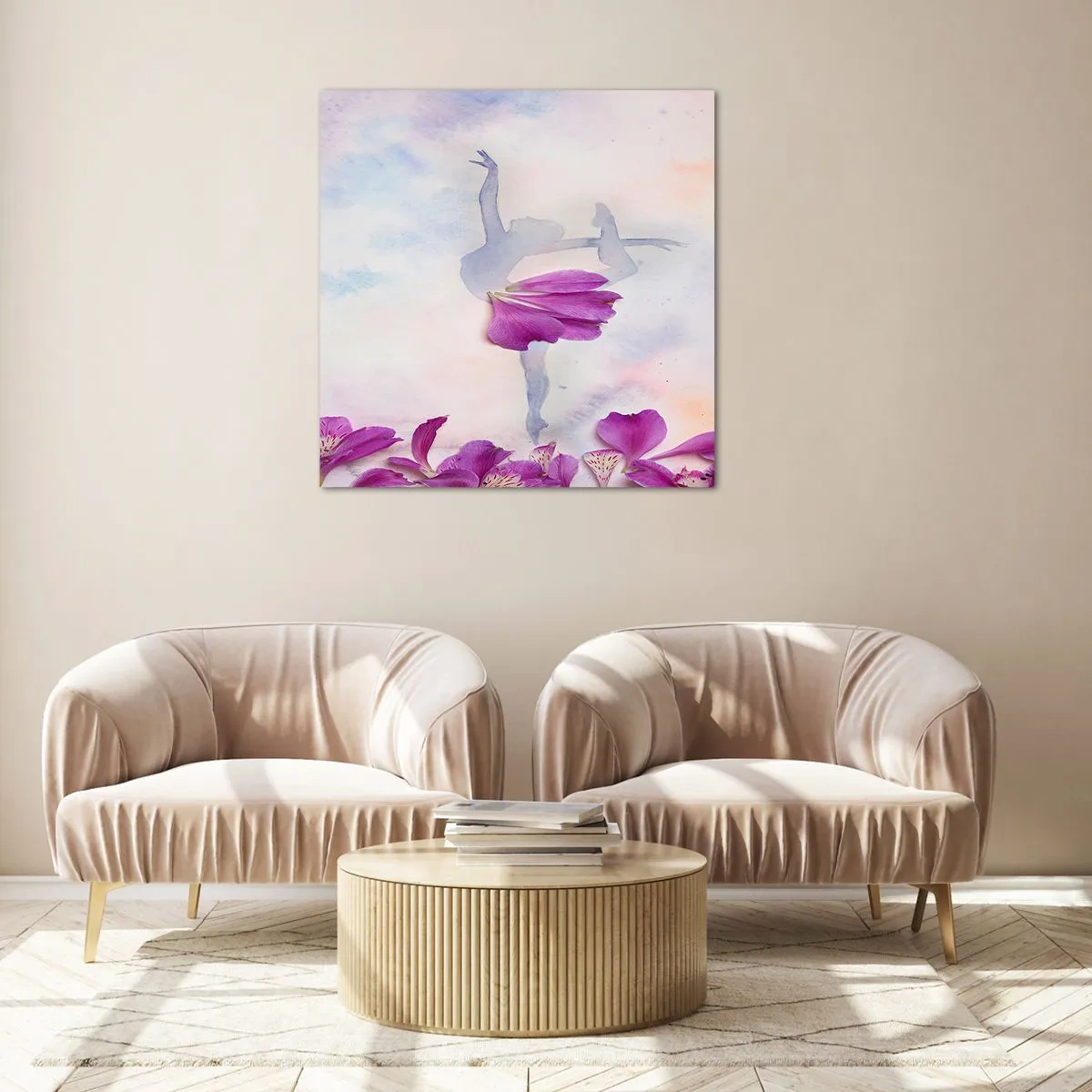 Glastavla - Bild på glas - Ömtålig som en blomma - 70x70 cm