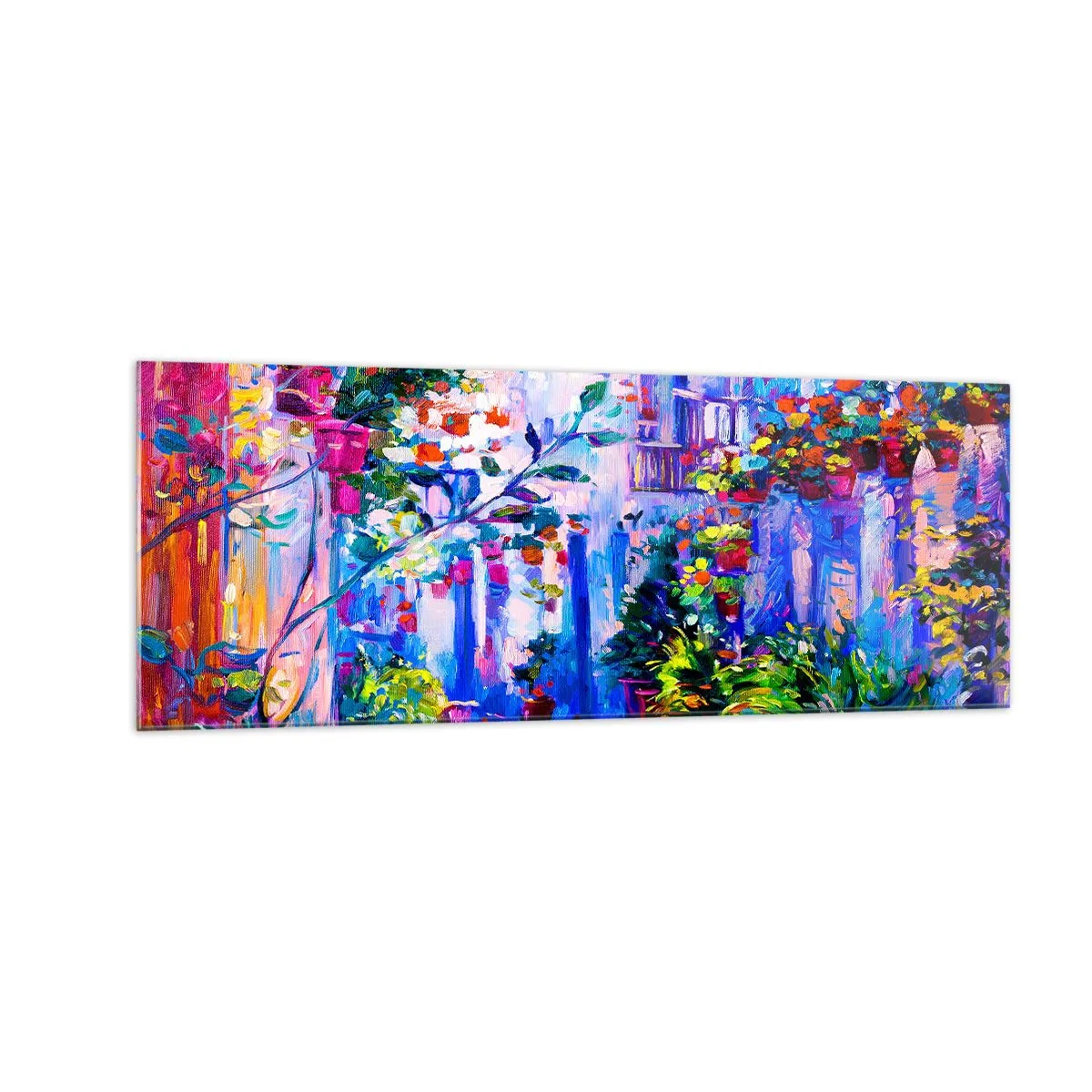 Glastavla - Bild på glas - Impression - italiensk gränd - 140x50 cm