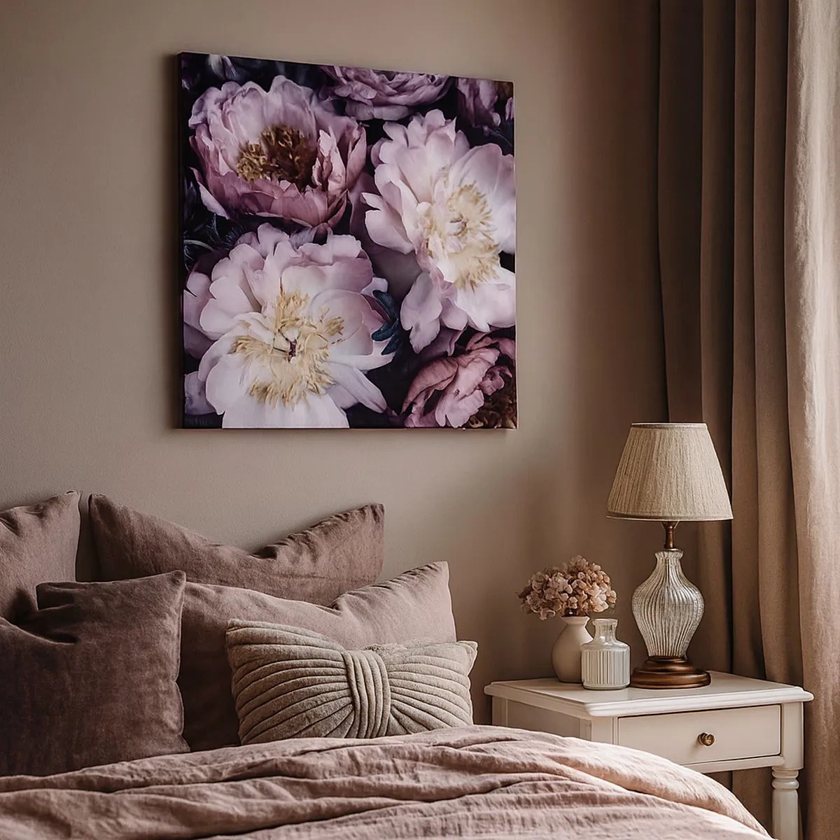 Canvastavla - Bild på duk - En bukett i gammal stil - 30x30 cm