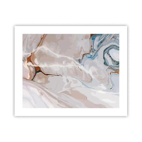 Affisch - Blåa meanderlopp under vithet - 50x40 cm
