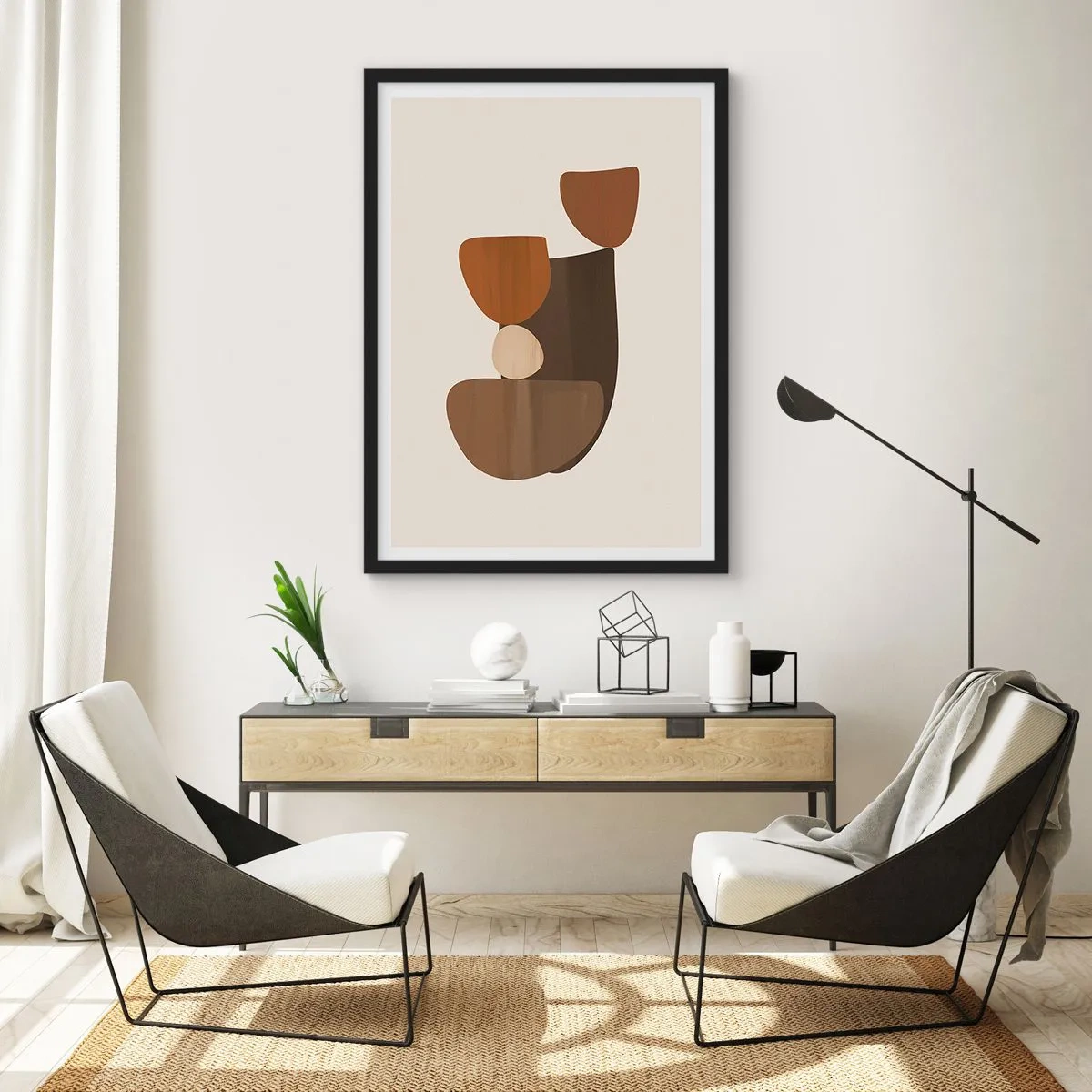 Affisch i svart ram - Komposition i brun - 40x50 cm