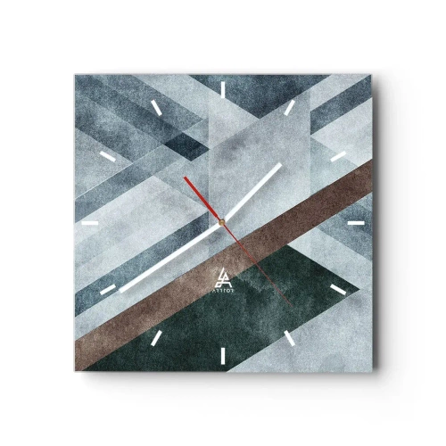 Väggklocka - Klocka på glas - Sofistikerad elegans i geometri - 40x40 cm