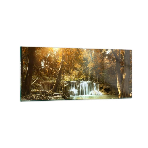 Glastavla - Bild på glas - Parkkaskad - 120x50 cm