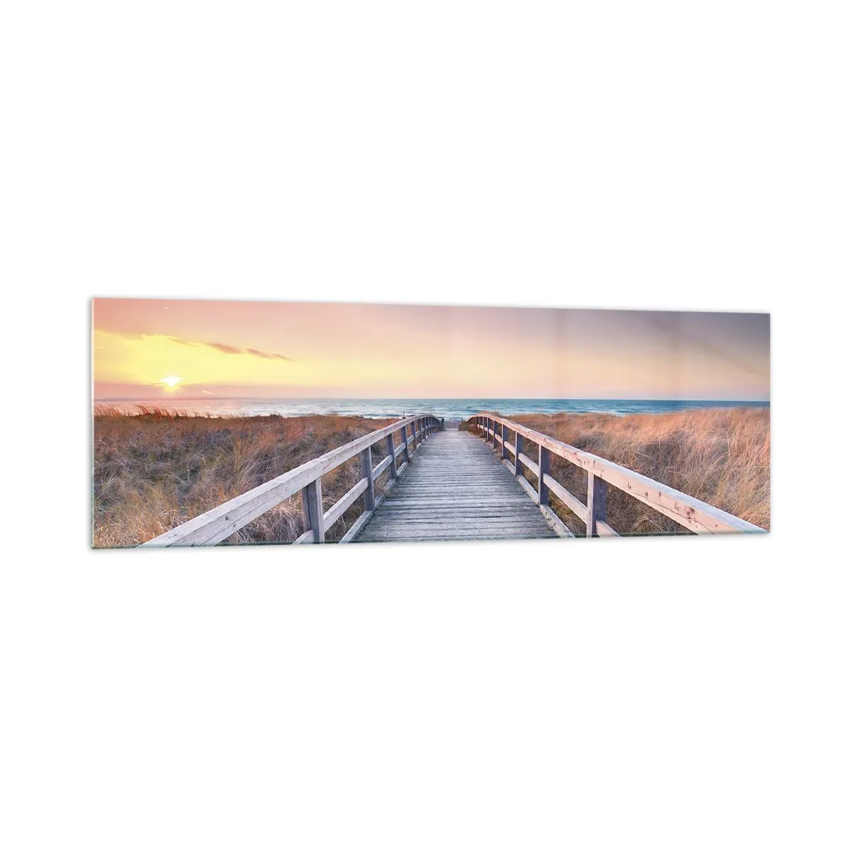 Glastavla - Bild på glas - Kvällssken i Östersjön - 160x50 cm