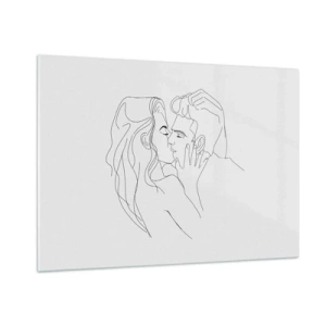 Glastavla - Bild på glas - Med samma streck - 100x70 cm