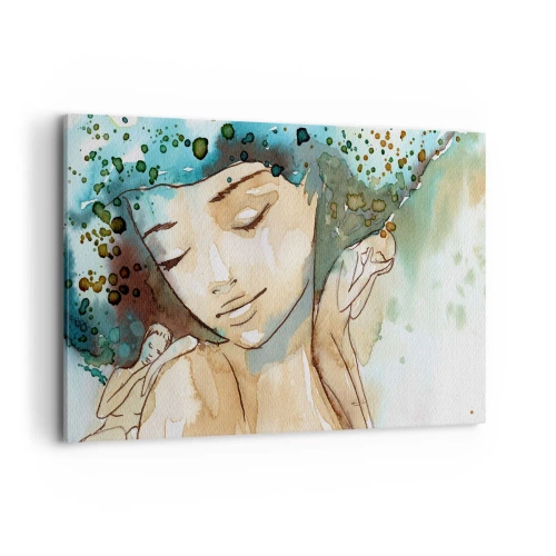 Canvastavla - Bild på duk - Lady in blue - 120x80 cm
