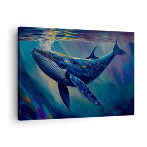 Canvastavla - Bild på duk - En val i havets djup i lysande färger - 70x50cm - Välkommen till min värld - Modern väggdekoration för vardagsrum och sovrum ARTTOR