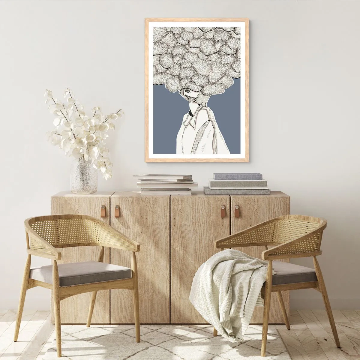 Affisch i ram av ljusek - Med huvudet i molnen - 40x50 cm