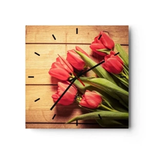 Väggklocka - Klocka på glas - Vårförklaran - 40x40 cm