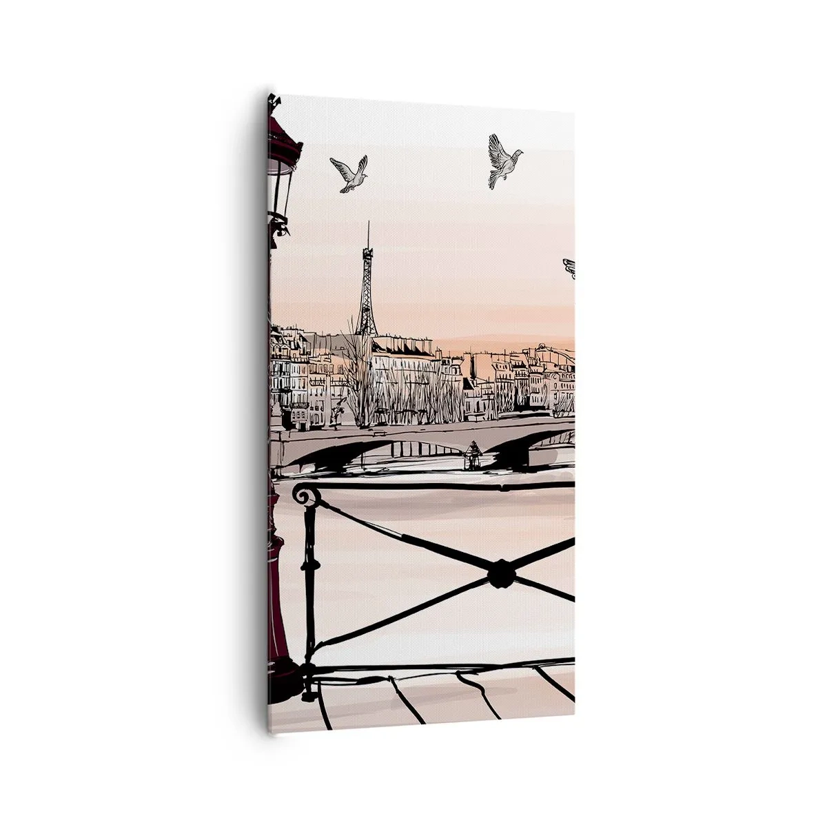 Canvastavla - Bild på duk - Över Paris tak - 65x120 cm