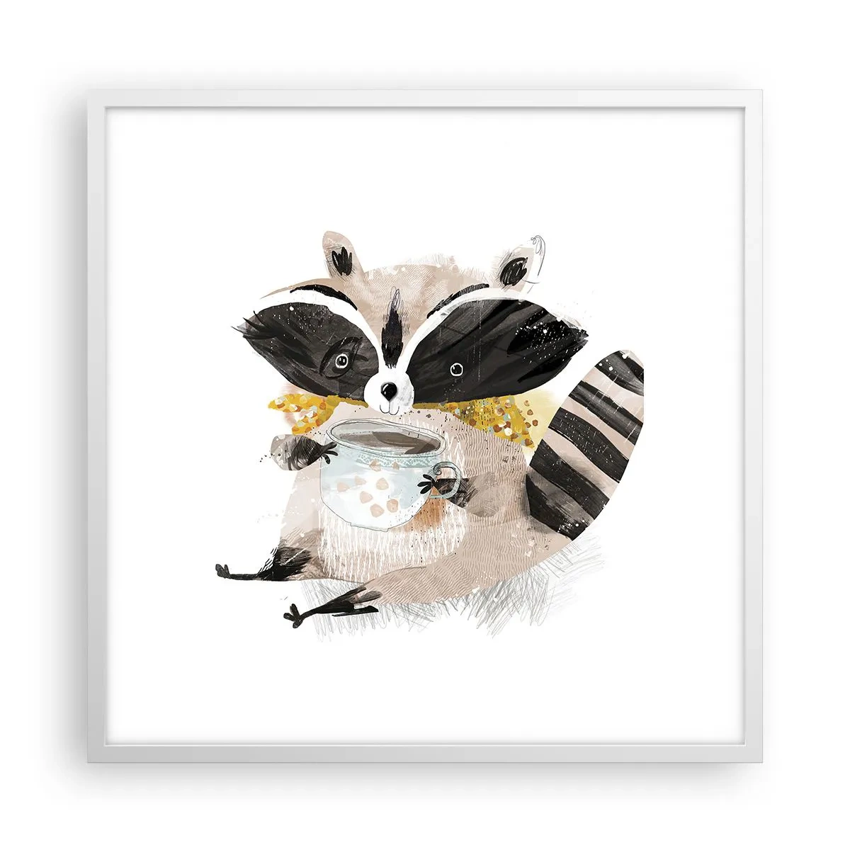 Affisch i vit ram - Min vän tvättbjörn - 60x60 cm