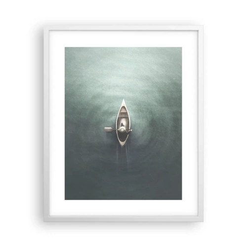 Affisch i vit ram - Över en månbelyst sjö - 40x50 cm