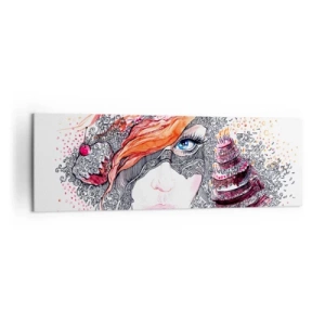 Canvastavla - Bild på duk - Med henne har vi högtid varje dag - 160x50 cm