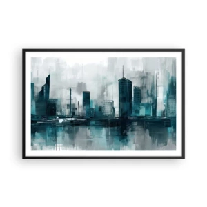 Affisch i svart ram - Regnfärgad stad - 91x61 cm