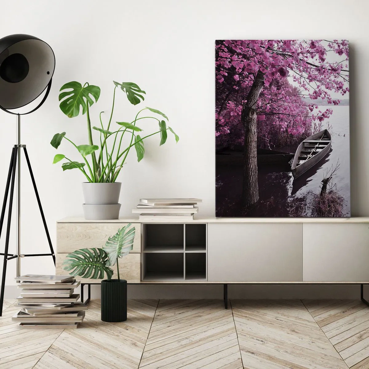 Canvastavla - Bild på duk - I rosa tystnad - 70x100 cm