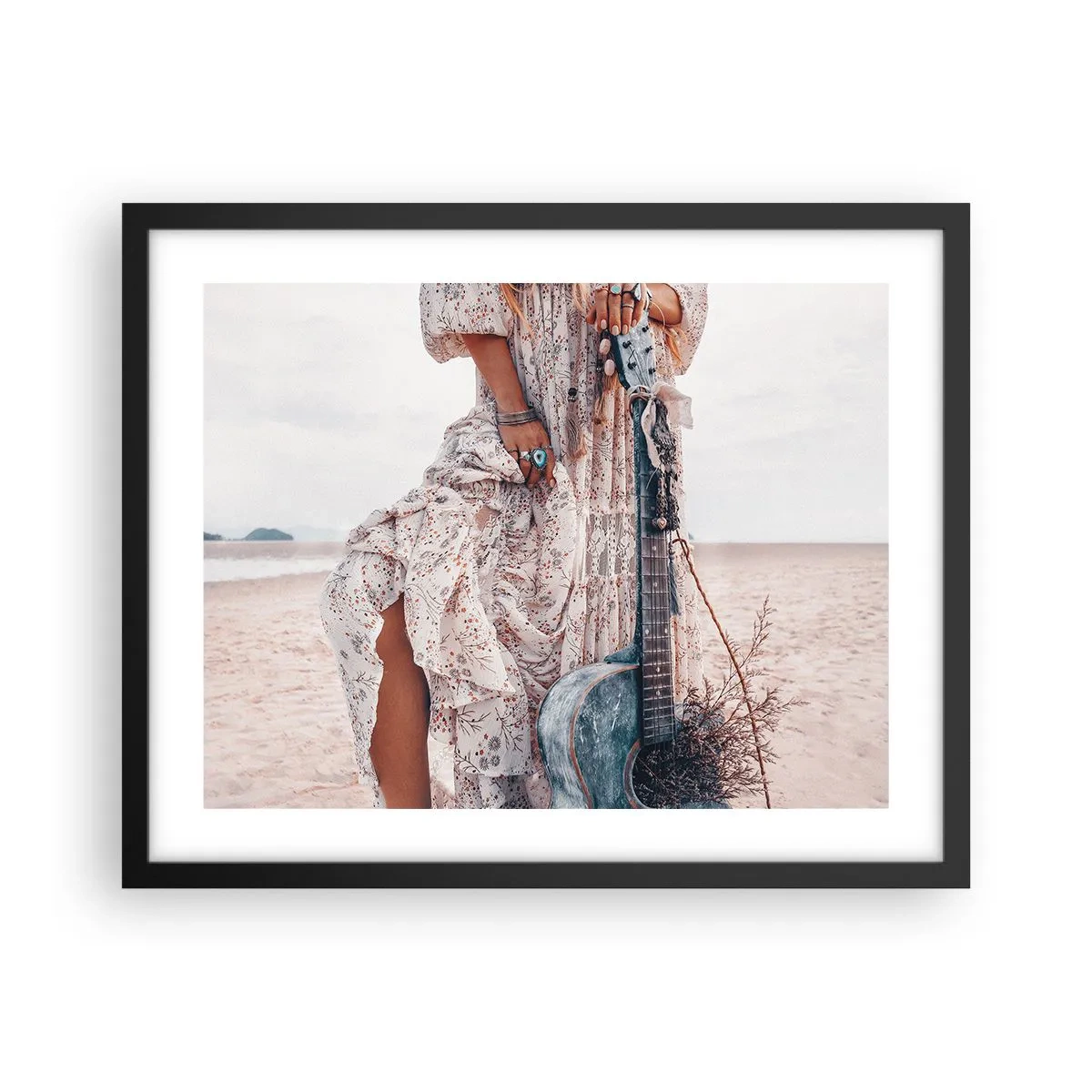 Affisch i svart ram - Flower power på väg - 50x40 cm