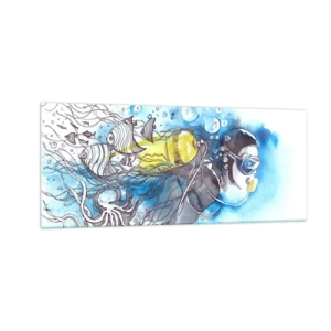 Glastavla - Bild på glas - Det stora blåa - 100x40 cm