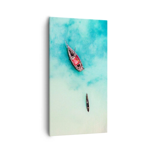 Canvastavla - Bild på duk - Högvatten på stranden i Zanzibar… - 55x100 cm