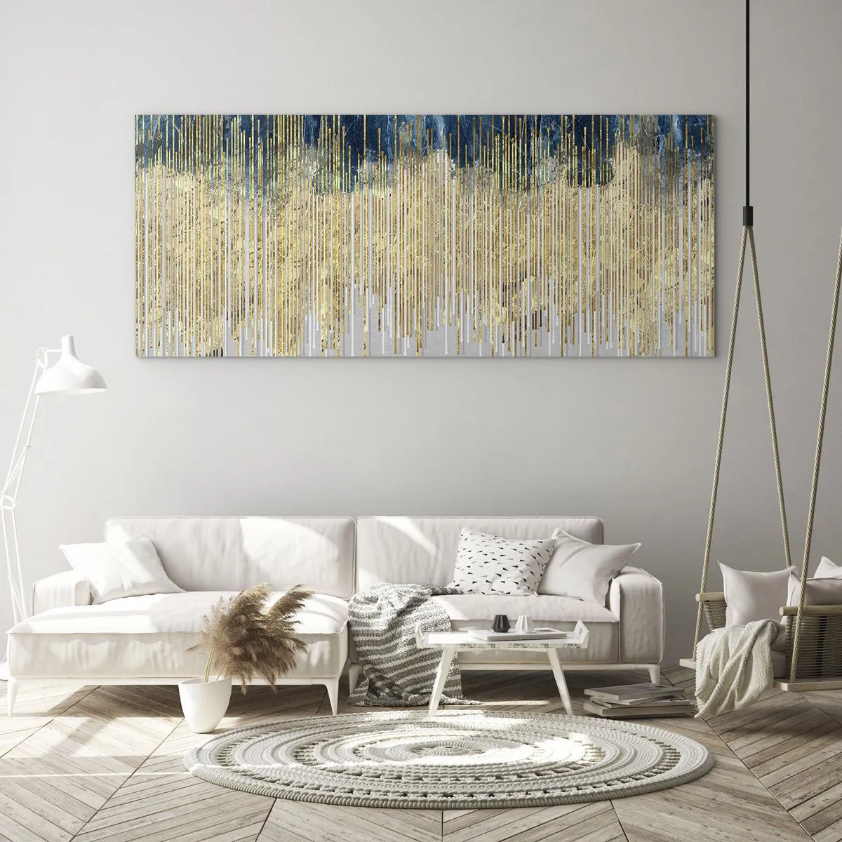 Glastavla - Bild på glas - Förgylld gräns - 100x40 cm