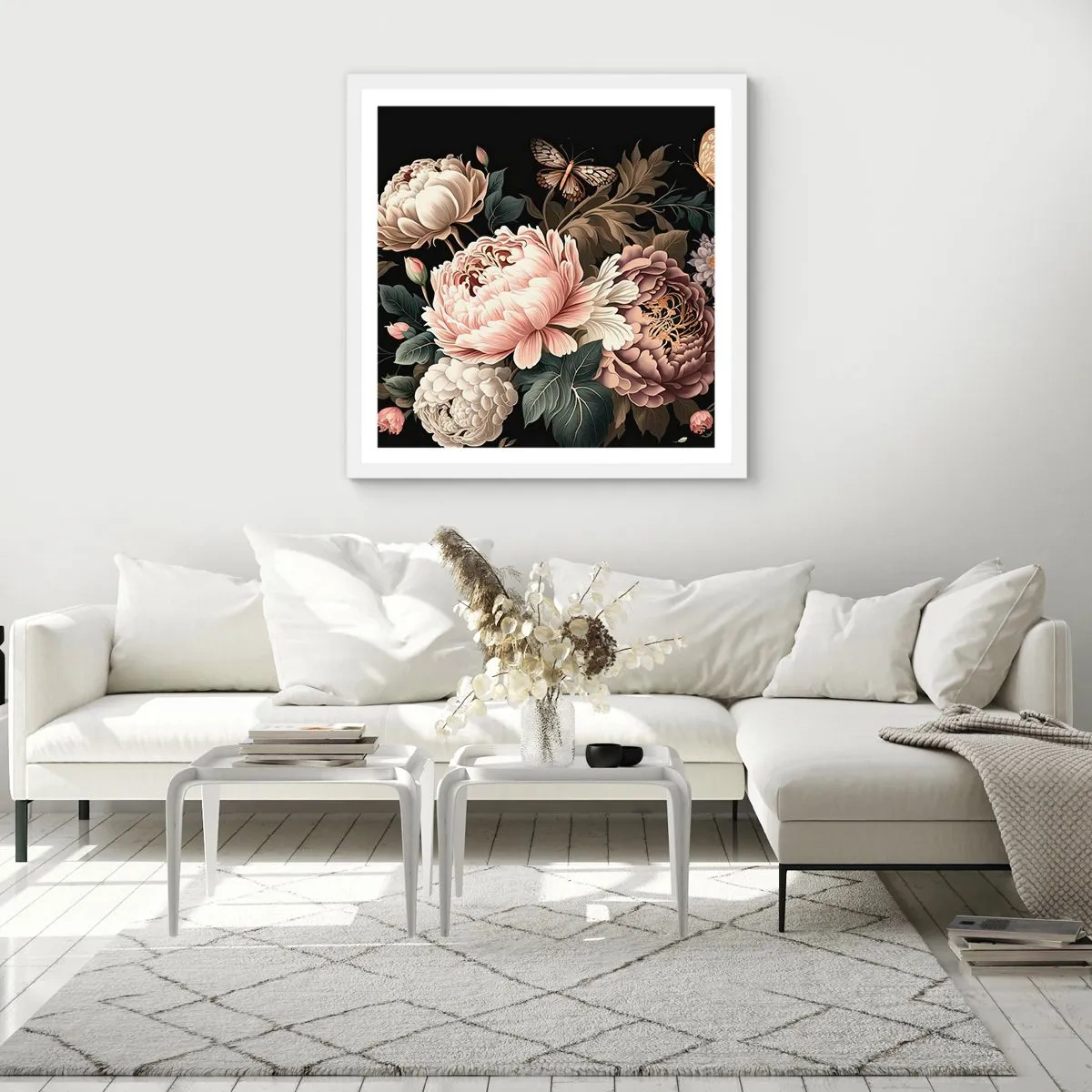 Affisch i vit ram - I barockstil - 50x50 cm
