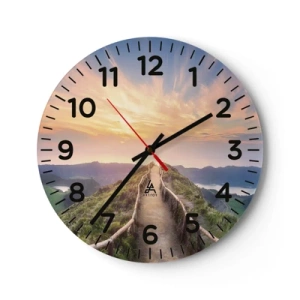 Väggklocka - Klocka på glas - Nära himlen - 40x40 cm