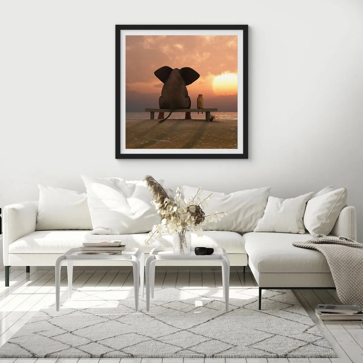 Affisch i svart ram - Det är bra att vara tyst tillsammans - 60x60 cm