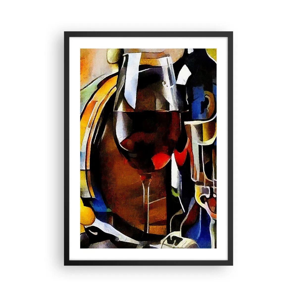 Affisch i svart ram - Ett konstnärligt återgivet glas rött vin - 50x70cm - Så blir världen färgglad - Modern väggdekoration för vardagsrum och sovrum ARTTOR