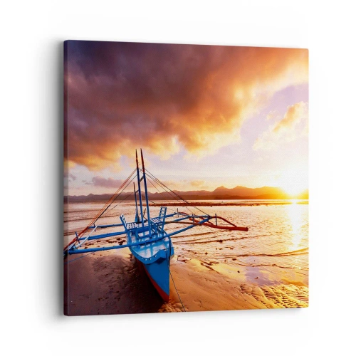 Canvastavla - Bild på duk - Lägga sig på sanden efter hela dan - 40x40 cm