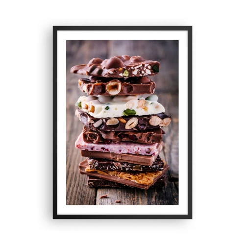 Affisch i svart ram - En bunt chokladkakor med nötter och frukt - 50x70cm - Härligt perspektiv - Modern väggdekoration för vardagsrum och sovrum ARTTOR