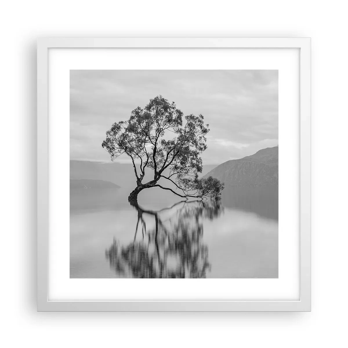 Affisch i vit ram - Det finns ett land - 40x40 cm