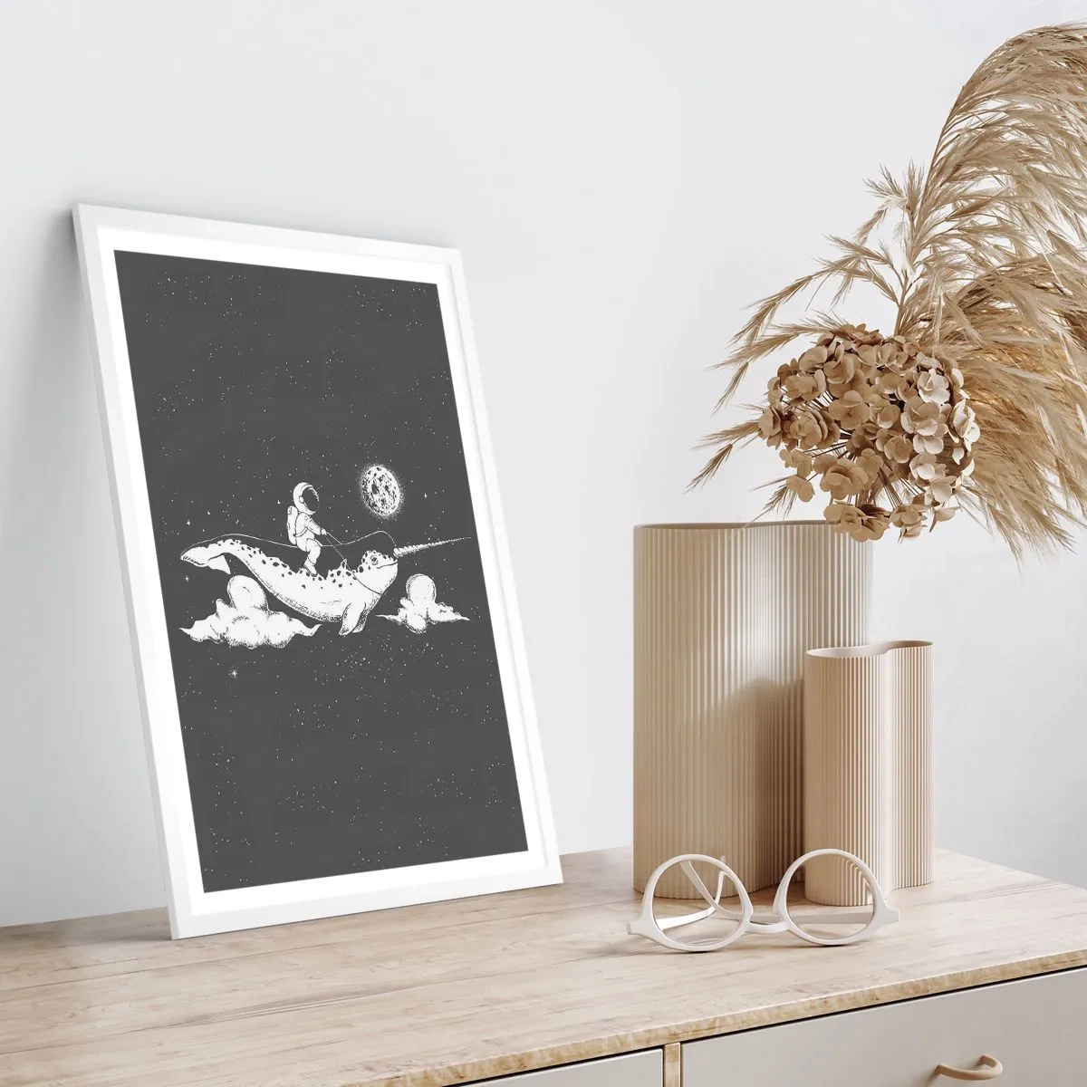 Affisch i vit ram - Rymdryttare - 30x40 cm