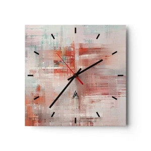 Väggklocka - Klocka på glas - Dimmigt. Rosa - 30x30 cm