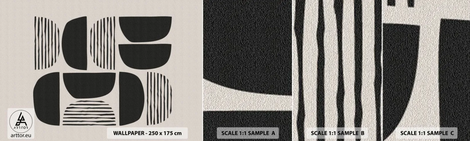 Provbit av självhäftande fototapet Deluxe Sticker - Arrangemang med halvor - Boho, Bit, Minimalism - 100x30 cm